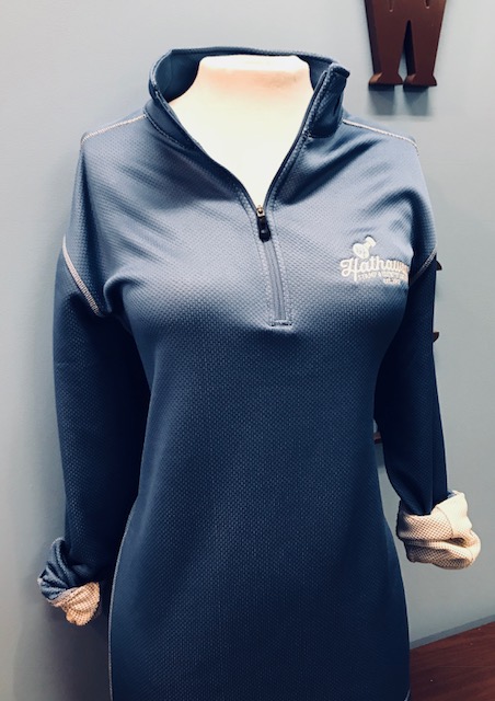 Blue Pullover with Ivory Logo